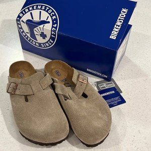 Birkenstock Boston Clog Taupe US Womens Wide Shoes Sandals Slippers